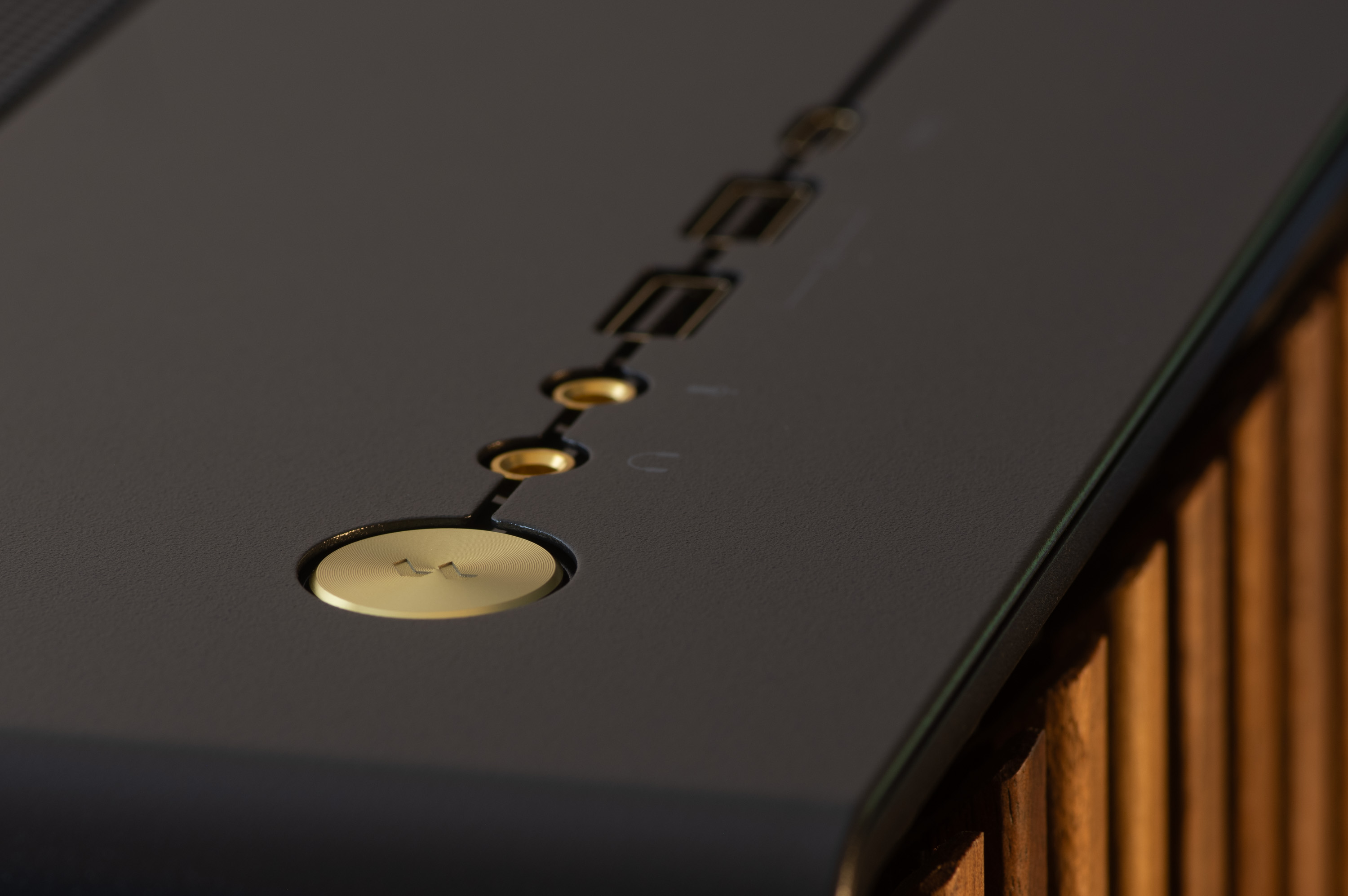 Close-up of the Fractal Design North walnut top panel